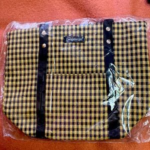 NIB Longaberger Small Tote Black/Tan Check